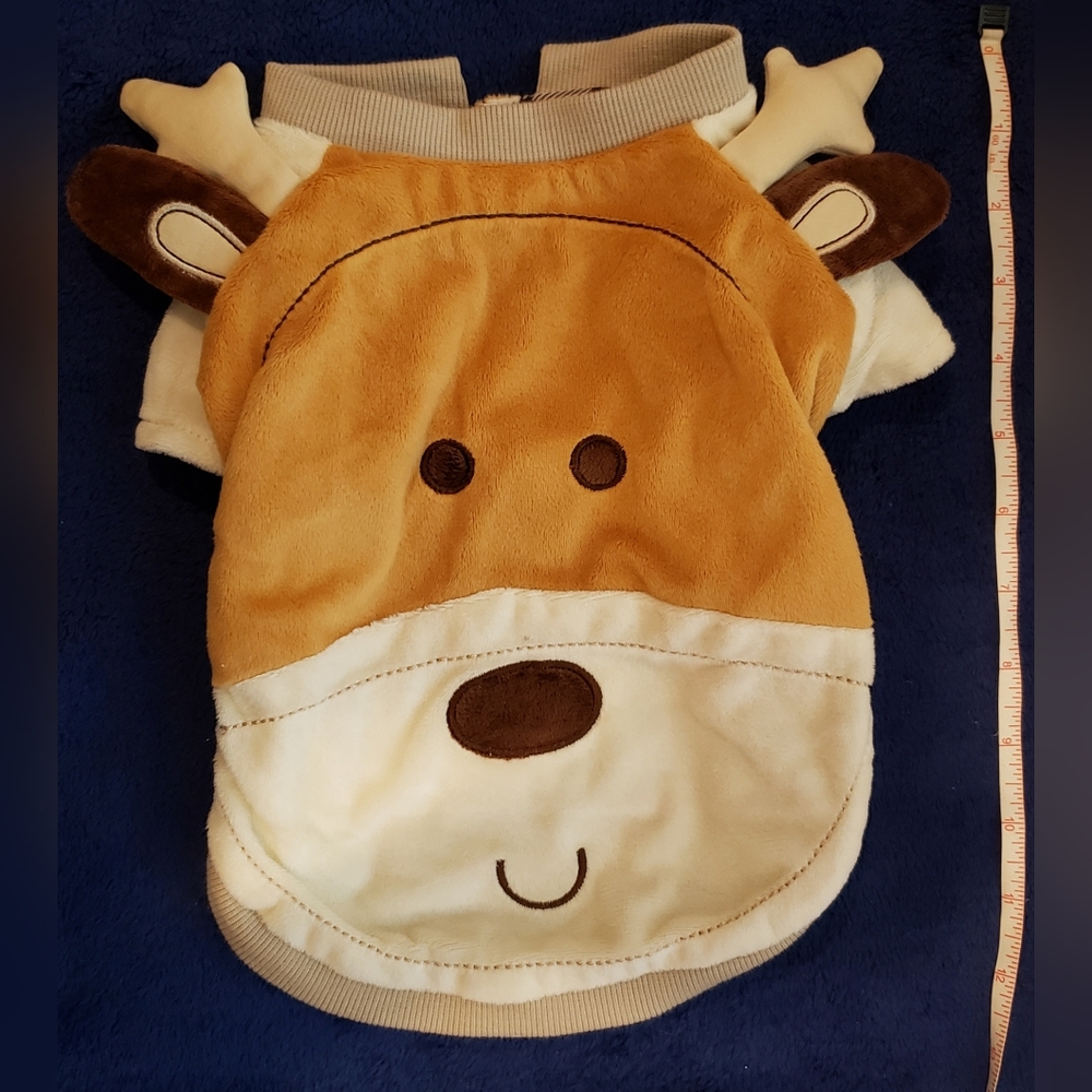 NWOT Puppy Reindeer Plaid Reversible Sweater Size S